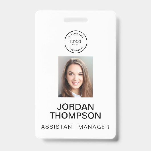 ビジネスシンプルロゴQRコード従業員の写真 バッジ (正面)