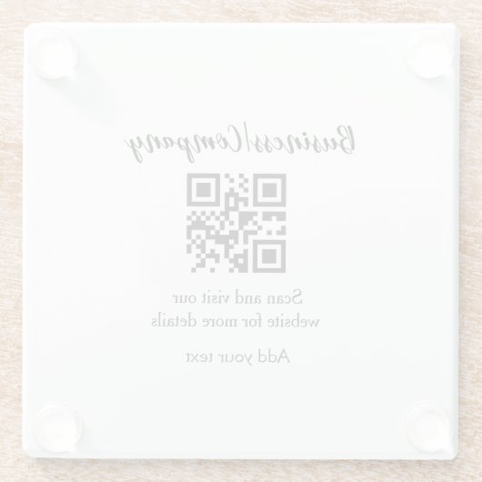 ビジネスシンプル会社のWebサイトバーコードQR追加の名前 ガラスコースター (裏面)