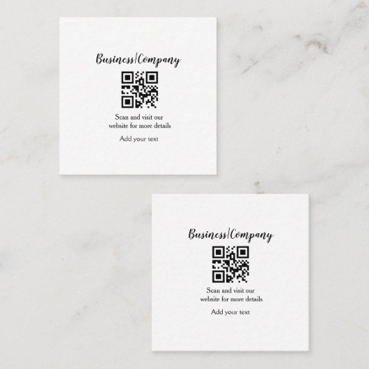 ビジネスシンプル会社のWebサイトバーコードQR追加の名前 スクエア名刺 (正面/裏面)