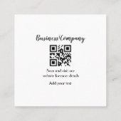 ビジネスシンプル会社のWebサイトバーコードQR追加の名前 スクエア名刺 (裏面)