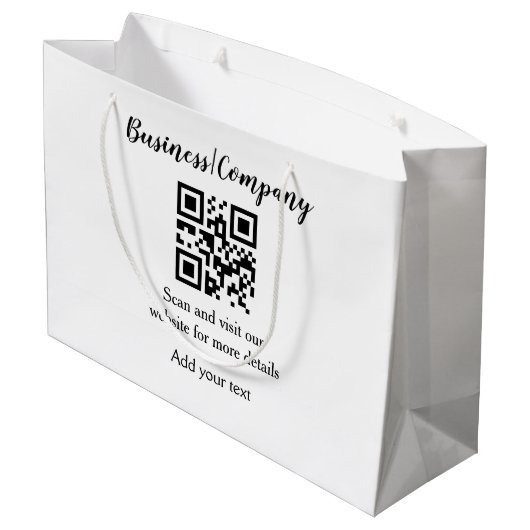 ビジネスシンプル会社のWebサイトバーコードQR追加の名前 ラージペーパーバッグ (裏面アングル)