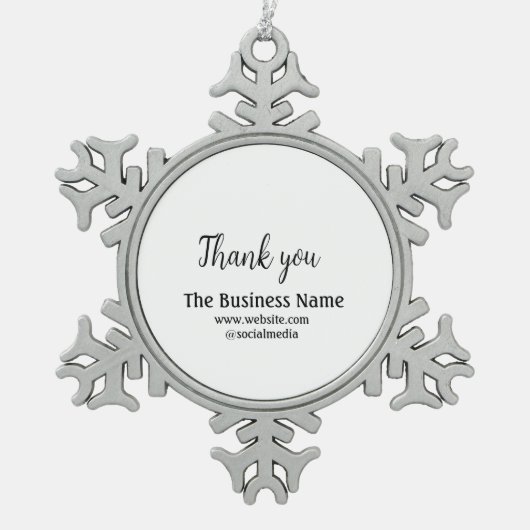ビジネスシンプル名の追加詳細文字感謝していt スノーフレークピューターオーナメント (正面)