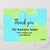 ビジネスシンプル名の追加詳細文字感謝していt 箔シーズンポストカード (裏面)