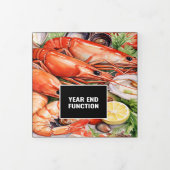 ビジネスシーフードの年末パエリア料理 三つ折り招待状 (カバー)