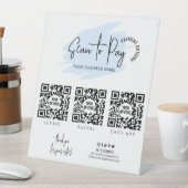 ビジネススキャンを支払う3 QRコードブルーウォーター色 台座サイン (インサイチュ)