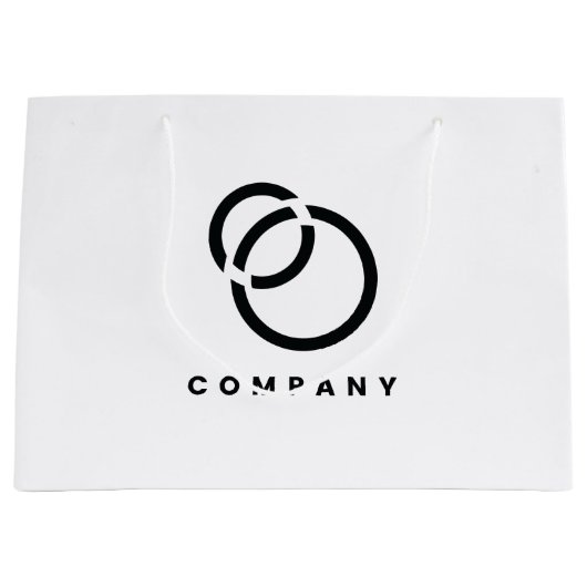 ビジネススキャンQRコードWebサイトロゴモダンシンプル ラージペーパーバッグ (正面)