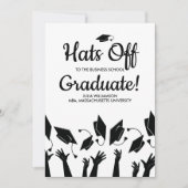 ビジネススクール卒業パーティー写真 帽子投げ 招待状 (正面)