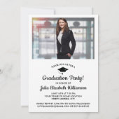 ビジネススクール卒業パーティー写真 帽子投げ 招待状 (裏面)