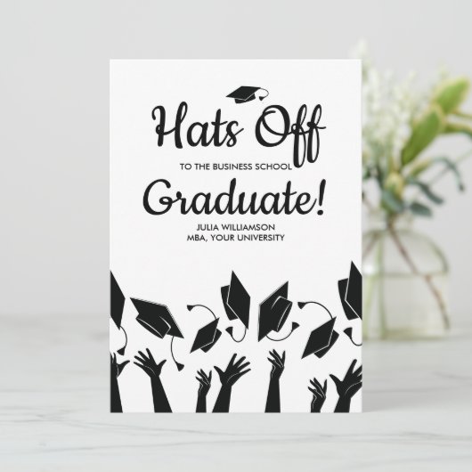 ビジネススクール卒業写真帽子オフパーティー 招待状 (スタンド正面)