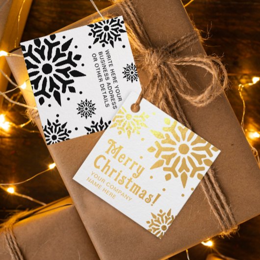 ビジネススタイリッシュメリークリスマスの雪の結晶の名前 フェイバータグ