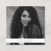 ビジネススタイリッシュロゴ写真家の写真 スクエア名刺 (正面)