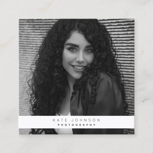 ビジネススタイリッシュロゴ写真家の写真 スクエア名刺 (正面)