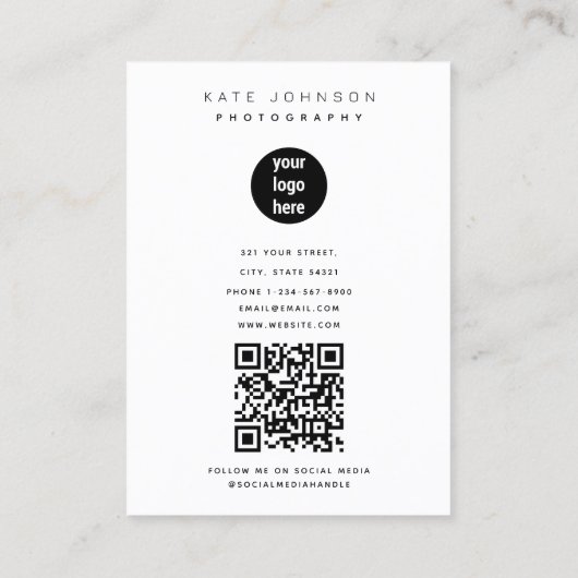 ビジネススタイリッシュロゴ写真家の写真 名刺 (裏面)