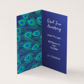 ビジネススタイリッシュロゴ青い孔雀の羽羽折り 名刺 (内部)