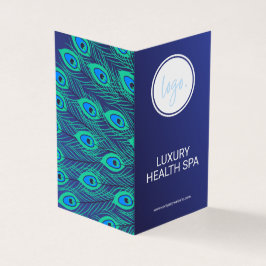 ビジネススタイリッシュロゴ青い孔雀の羽羽折り 名刺