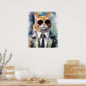 ビジネススタイリッシュ衣装キャットのポスター、映画スター猫 ポスター (キッチン)