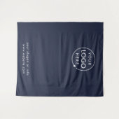 ビジネスステップと繰り返しネイビーブルーの写真の背景 タペストリー (正面(横))