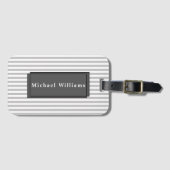 ビジネスストライプのカードスロット付きグレーラゲージタグ ラゲッジタグ (正面横)