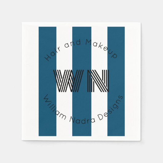 ビジネスストライプのロゴモノグラム円プレゼント スタンダードカクテルナプキン (正面)