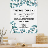 ビジネススパリオープニングティール（緑がかった色）ブラックボタニカル ポスター (キッチン)