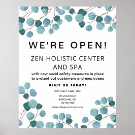 ビジネススパリオープニングティール（緑がかった色）ブラックボタニカル ポスター