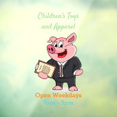 ビジネススーツのユーモアあふれる豚の漫画 ウィンドウサイン (シート3)