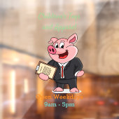 ビジネススーツのユーモアあふれる豚の漫画 ウィンドウサイン (シート2)