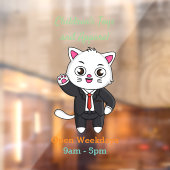 ビジネススーツを着たかわいい子猫の漫画 ウィンドウサイン (シート2)