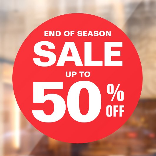 ビジネスセール 50% ショップサイン 赤丸 ウィンドウステッカー ウィンドウサイン (シート2)