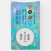 ビジネスソーシャルメディアのロゴのミニマルなホログラフィック 横断幕 (縦)