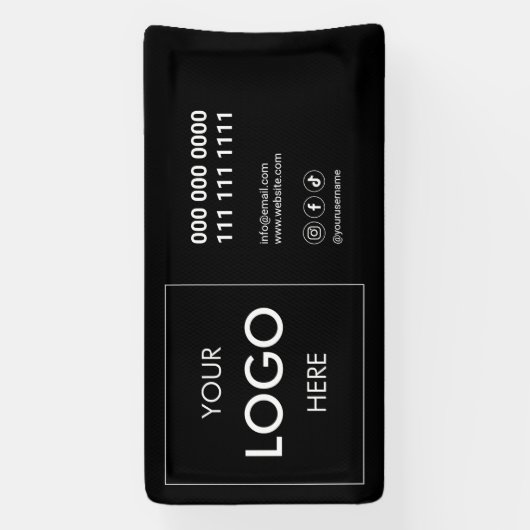 ビジネスソーシャルメディアのロゴブラック 横断幕 (縦)