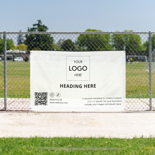 ビジネスソーシャルメディアQRコード広告ズホワイト 横断幕 (インサイチュ)