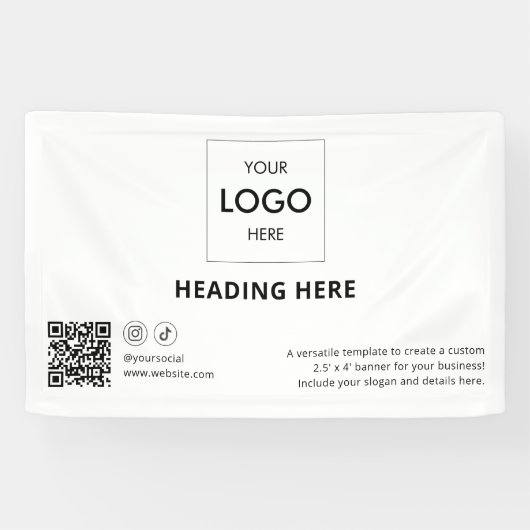 ビジネスソーシャルメディアQRコード広告ズホワイト 横断幕 (横)