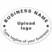 ビジネスタグライン白大楕円形ビニール シール (正面)