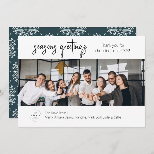 ビジネスチームフォトホリデーカード シーズンカード (正面/裏面)