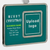 ビジネスティール(緑がかった色)の緑の枠付き四角形 シルバープレートフレームオーナメント (右)