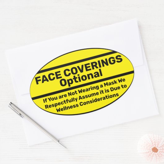 ビジネステッカーのマスクの指示 楕円形シール (封筒)