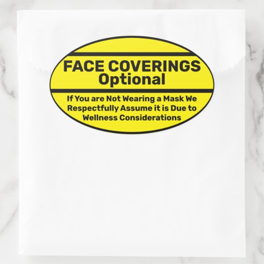 ビジネステッカーのマスクの指示 楕円形シール (バッグ)