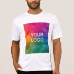 ビジネステンプレートの個人用設定ホワイトアップロードロゴ Tシャツ<br><div class="desc">パーソナライズテンプレートホワイトアップロード画像ロゴを追加フォトスポーツTek競合他社Tシャツ。</div>
