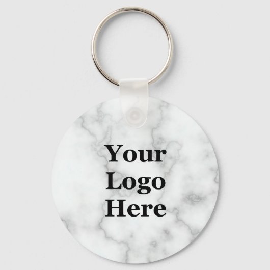 ビジネステンプレートフェイクホワイトマーブルロゴはこちら キーホルダー (正面)