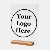 ビジネステンプレートブラックサークルロゴはこちら アクリルサイン (傾斜)