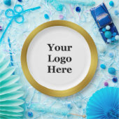 ビジネステンプレート金ゴールドとロゴのホワイトはこちら ペーパープレート (パーティー)