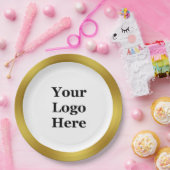 ビジネステンプレート金ゴールドとロゴのホワイトはこちら ペーパープレート (パーティー)