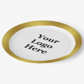 ビジネステンプレート金ゴールドとロゴのホワイトはこちら ペーパープレート (アングル)