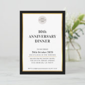 ビジネスディナーロゴモダンブラック金ゴールド招待状 招待状 (スタンド正面)