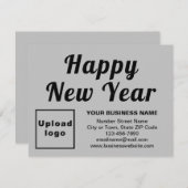 ビジネスニューイヤースモールグレーフラットホリデーカード シーズンカード (正面/裏面)