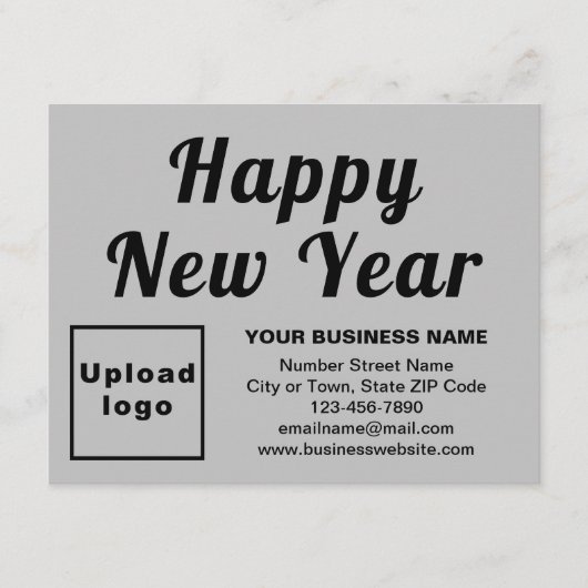 ビジネスニューイヤースモールグレーフラットホリデーカード シーズンカード (正面)