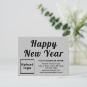ビジネスニューイヤースモールグレーフラットホリデーカード シーズンカード (スタンド正面)