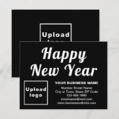 ビジネスニューイヤースモールブラックフラットホリデーカード シーズンカード (正面/裏面)