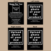 ビジネスニューイヤーブラック折りホリデーカード シーズンカード